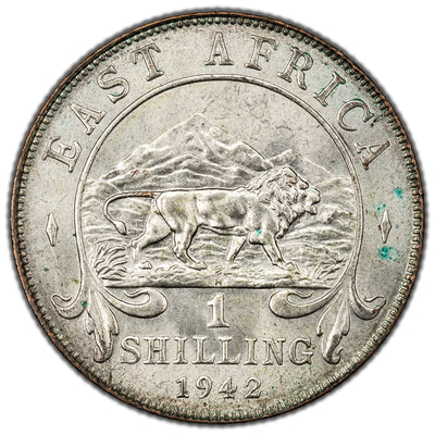 East Africa 1942-H Shilling Silver Coin