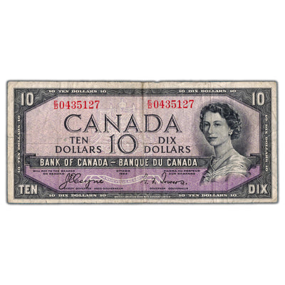$10 1954 Bank of Canada Note Devil Face E/D Prefix BC-32a - Fine