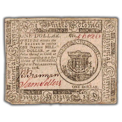 United States Philadelphia 1776 $1 One Dollar Colonial Note CC #23