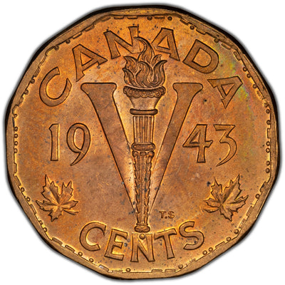 Canada 1943 5 Cents Coin - Choice Uncirculated