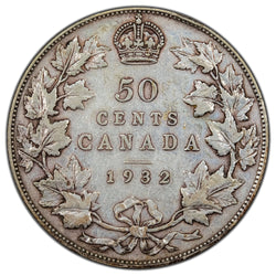 Canada 1932 50 Cents Half Dollar Silver Coin Fine +
