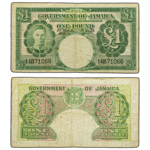 SOLD Jamaica 1953 1 One Pound Note P #41b