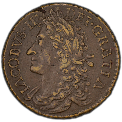 SOLD Ireland 1689 October James II 1/2 Crown Gun Money Coin