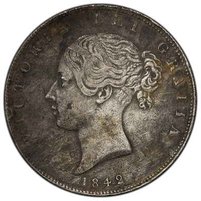 SOLD Great Britain 1842 1/2 Half Crown Silver Coin - Environmental Damage