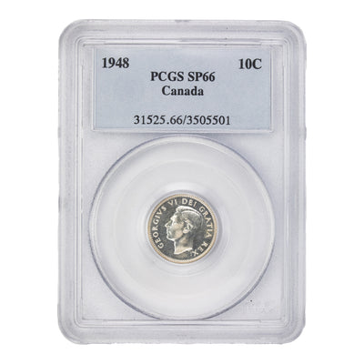 SOLD Canada 1948 10 Cents Dime Silver Coin - PCGS Specimen SP-66