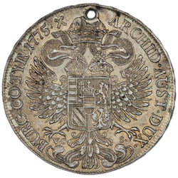 Austria 1775 Hall Mint Maria Theresa Thaler Silver Coin Dav. 1124 - Holed