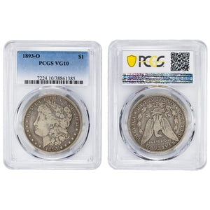 SOLD United States 1893-O $1 Morgan Silver Dollar Coin - PCGS VG-10