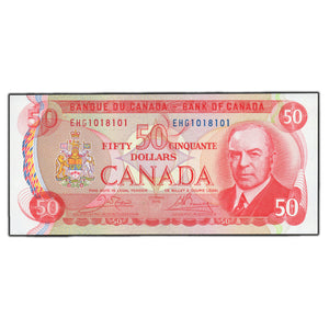 SOLD $50 1975 Bank of Canada Note 3 Digit Radar Serial 1018101 - Choice UNC