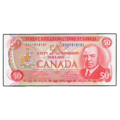 SOLD $50 1975 Bank of Canada Note 3 Digit Radar Serial 1018101 - Choice UNC