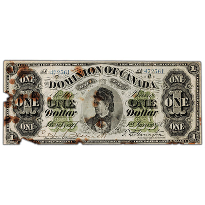 SOLD $1 1878 Dominion of Canada Note Payable at Montreal DC-8e-i - Damaged