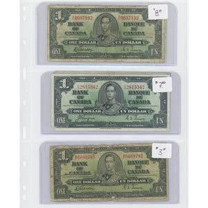 SOLD $1 1937 Bank of Canada Notes - Lot of 6 - Retail $37