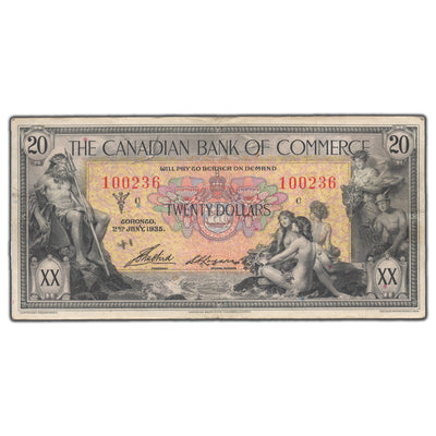 SOLD $20 1935 Canadian Bank of Commerce Chartered Note #75-18-10 - VF/EF