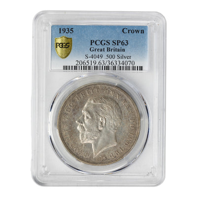 SOLD Great Britain 1935 1 Crown Silver Coin S-4049 - PCGS SP-63