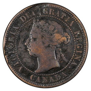 SOLD Canada 1891 Small Date Small Leaves 1 Large Cent Coin - Damaged