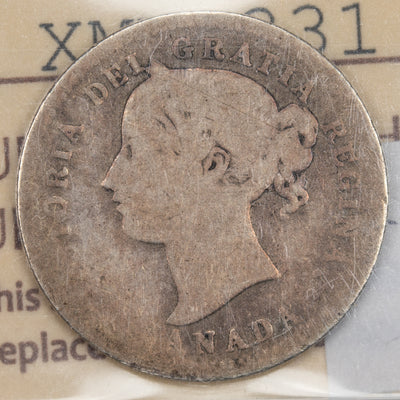 SOLD Canada 1875-H 10 Cents Dime Silver Coin - ICCS aG-3