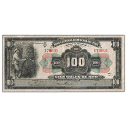 SOLD Peru 1937 100 Soles de Oro Note P #69a - Internal Tear/Tape