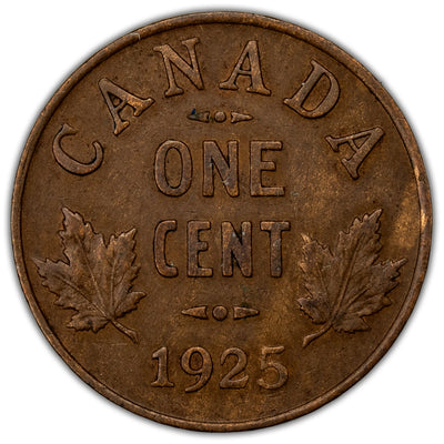 Canada 1925 1 Large Cent Coin Key Date! - VF-30