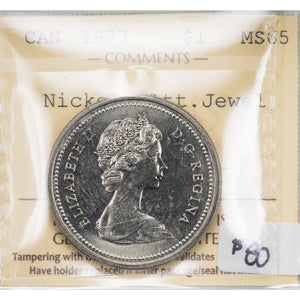 SOLD Canada 1977 Attached Jewel $1 Nickel Dollar Coin - ICCS MS-65