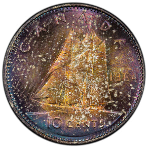 SOLD Canada 1964 10 Cents Dime Silver Coin - Gorgeous Toning!