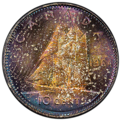 SOLD Canada 1964 10 Cents Dime Silver Coin - Gorgeous Toning!