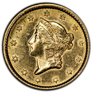 SOLD United States 1853 $1 One Dollar Gold Coin - Reverse Marks