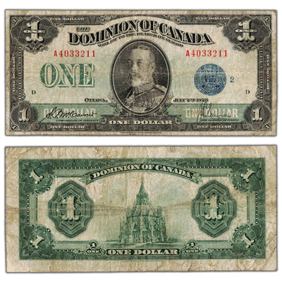 $1 1923 Dominion of Canada Note Blue Seal Series A DC-25h - Fine