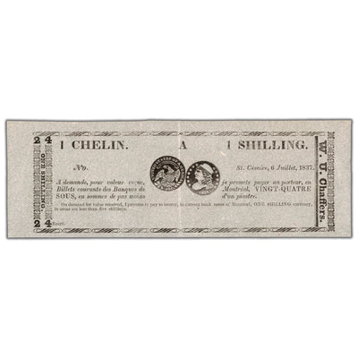 W.U. Chaffers 1837 1 Shilling Scrip Note QC #75-10-04R - AU
