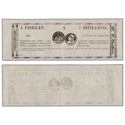 W.U. Chaffers 1837 1 Shilling Scrip Note QC #75-10-04R - AU