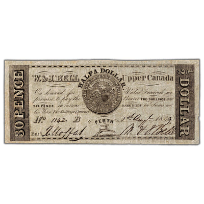 W. & J. Bell 1839 $1/2 Half A Dollar Note ON #10-10-10b - VF