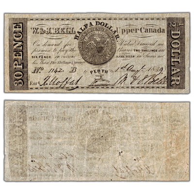 W. & J. Bell 1839 $1/2 Half A Dollar Note ON #10-10-10b - VF