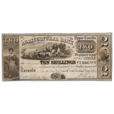Agricultural Bank 1835 $2 Chartered Note 'B' Overprint #20-12-06 - Circulated