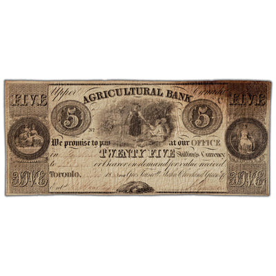Agricultural Bank 1835 $5 Chartered Note #20-12-02-14 - F/VF (pinholes/stain)