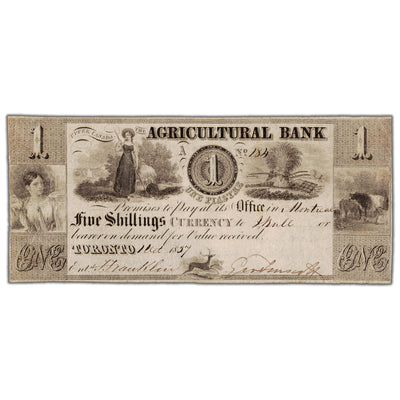 Agricultural Bank 1837 $1 Chartered Note #20-12-04-02 - VF/EF