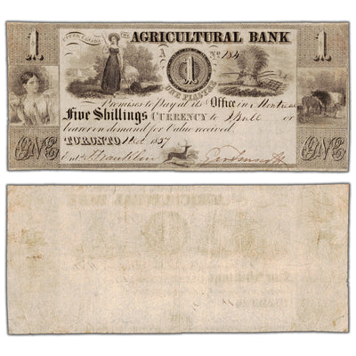 Agricultural Bank 1837 $1 Chartered Note #20-12-04-02 - VF/EF