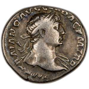 Ancient Rome AD 108-109 Trajan AR Denarius Coin RIC 117 RSC 69