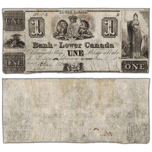 SOLD Bank of Lower Canada 1840 $1 Note Remainder #410-10-04R - Pinholes