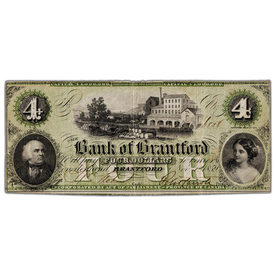 Bank of Brantford 1859 $4 Chartered Note #40-10-04-06 - VF