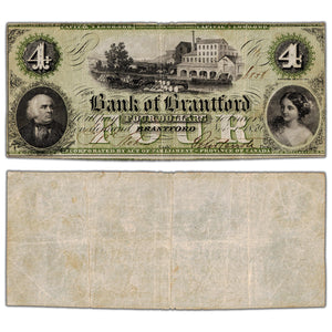 Bank of Brantford 1859 $4 Chartered Note #40-10-04-06 - VF