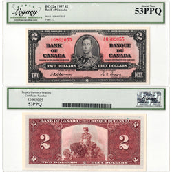 $2 1937 Bank of Canada Note Osborne Signature A/B Prefix BC-22a - Legacy AU-53 PPQ