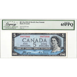 $5 1954 Bank of Canada Note Devil Face A/C Prefix BC-31a - Legacy Gem UNC-65 PPQ