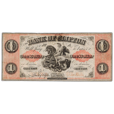 Bank of Clifton 1861 $1 Chartered Note #125-12-16 - Fine