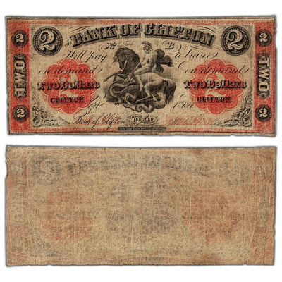 Bank of Clifton 1861 $2 Chartered Note #125-12-12 - Fine
