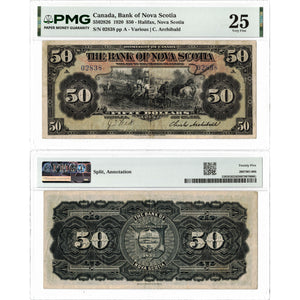 Bank of Nova Scotia 1920 $50 Chartered Note #550-28-26 - PMG VF-25