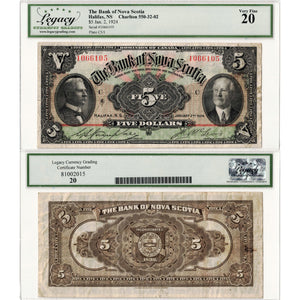Bank of Nova Scotia 1924 $5 Chartered Note #550-32-02 - Legacy VF-20