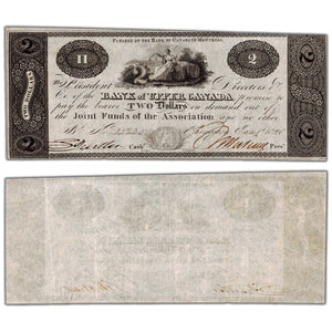 Bank of Upper Canada 1820 $2 Note #765-12-04a - Payable Overprint VF+