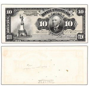 Banque D'Hochelaga 1898 $10 Coloured Front Proof - Uncirculated