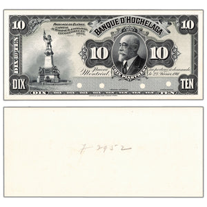 Banque D'Hochelaga 1911 $10 Coloured Front Proof - Uncirculated