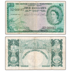 British Caribbean Territories 1956 $5 Five Dollars Note P #9b - Circulated