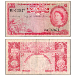 SOLD British Caribbean Territories 1958 $1 One Dollar Note P #7c - Circulated