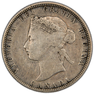 Canada 1870 25 Cents Quarter Silver Coin - Very Good